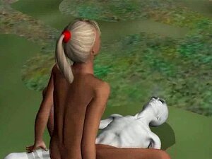 3D-blondi Mimmi Nuollaan Ja Pannaan Avaruusolennon Toimesta. Upea 3D-piirros Blondi Mimmi Saa Märän Pillunsa Nuolluksi Ja Kovaa Panoksi Avaruusolennon Toimesta