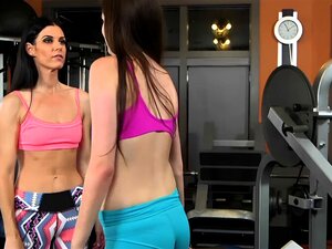 Toned Brunette Milf India Summer Seduces Brunette Cutie Hottie Bella Skye At The Gym And Then Cuties Bf Peter Green Joins Them And Two Hotties Together Sucking And Fucking Him