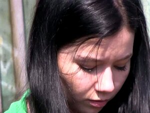 Busty Brunette Cutie Masturbating Pussy Outdoors, Big Titted Brunette Cutie Babe Masturbating Her Delicious Slit Outdoors