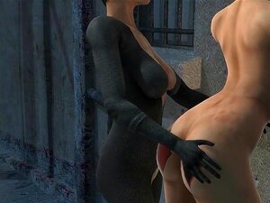 Catwoman visar Harleys söta katt lite uppmärksamhet. Catwoman visar Harleys söta katt lite uppmärksamhet