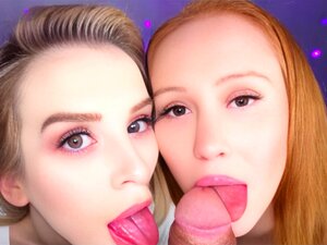 Sensuous Ladies Giving Wonderful Double Blowjob In POV Porn