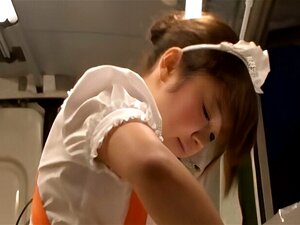 Asian Waitress Orgasms While Serving