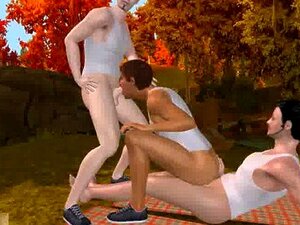 Hot 3D Cartoon Stud Gets Double Teamed While Camping