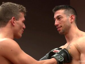 Top Cock-Sports Gear Smackdown Series: Which MMA Fighter Gets Fucked?, Muscled Hunk Casey More Is Training For His Upcoming Fight Against The Cocky Alexander Gustavo.  He Comes In To Challenge Casey To A Premature Fight And The Two Take It To The Top Cock 