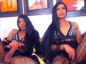 Tvilling Shemales Med Perfekta Rövar Och Kukar