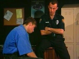 Cop Fucks Perp. Cop (tony Hampton) Fucks Hot Perp (alec Powers) In Integration Room/locker Room In Small Town Jail.
