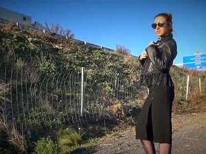 Elysa Dreams Is A Sexy Blonde MILF Flashing Her Breath Taking Body In A Sexy Lingerie Outfit And Fucking Herself With A Dildo In Front Of The Highway In Hot Dogging Action