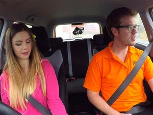 Fake Driving College Instructir Bangs Busty Cutie